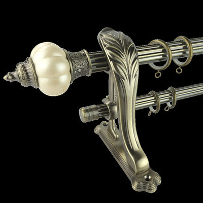 16mm Double Holder Pipe Curtain Rods Aluminum Alloy Pole Finials